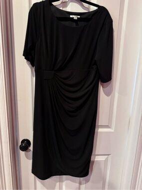 Dress Barn Black Midi Dress with Draped Waist Detail